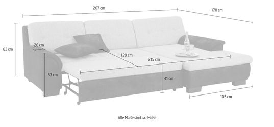 Home affaire Ecksofa "Bergen" wahlweise mit Bettfunktion L-Form günstig online kaufen