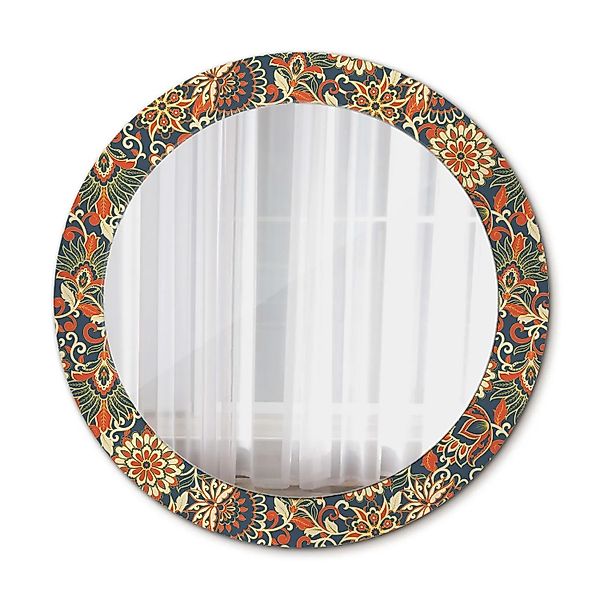 Tulup Spiegel mit Aufdruck Retro Blumen 70x70 cm Runder Spiegel mit Dekorat günstig online kaufen