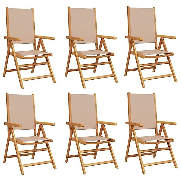vidaXL Gartenstühle Verstellbar 6 Stk Taupe Stoff und Massivholz 3214545 günstig online kaufen