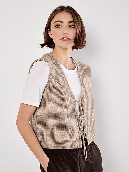 Apricot Strickweste Waffelstrick-Oberteil mit Wellenrand günstig online kaufen