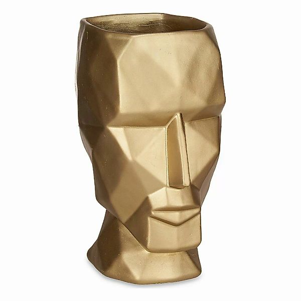 Vase 12 X 24,5 X 16 Cm Gesicht 3d Golden Polyesterharz günstig online kaufen