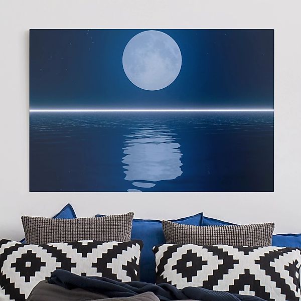 Leinwandbild Strand - Querformat Silver Moon Rise günstig online kaufen