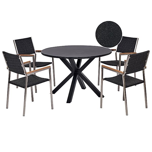 Beliani Gartentisch Set MALETTO/GROSSETO Schwarz Silber günstig online kaufen