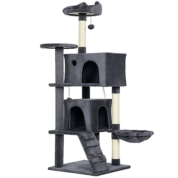 PawHut Kratzbaum 140 cm hoch, mehrstöckiger Katzenbaum mit 3 Kratzstämmen, günstig online kaufen