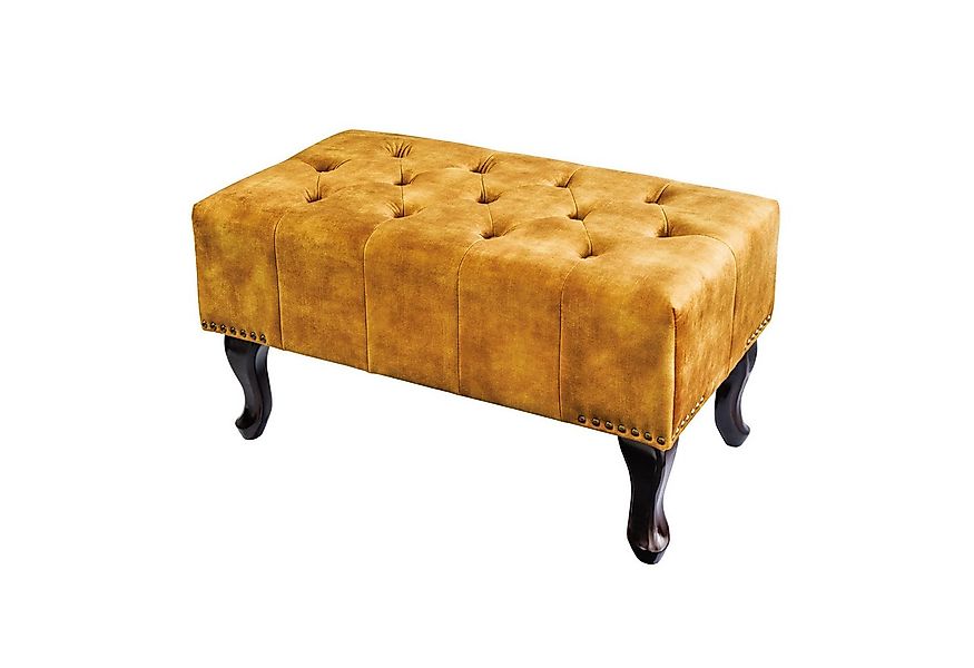 riess-ambiente Fußhocker CHESTERFIELD 80cm senfgelb / dunkelbraun (Einzelar günstig online kaufen