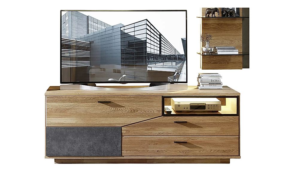 Lowboard 180cm GERANO von Wohn-Concept Wildeiche massiv / Keramik anthrazit günstig online kaufen