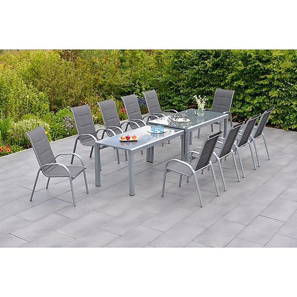 Merxx Amalfi di Lusso Set 11 -tlg. 10 Stapelsessel Auszieh-Gartentisch Anth günstig online kaufen