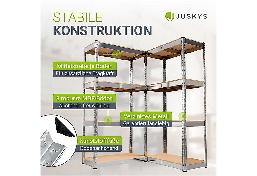 Juskys Schwerlastregal Easy, Set, 2er Set, 640 kg Traglast, 8 Böden, indivi günstig online kaufen