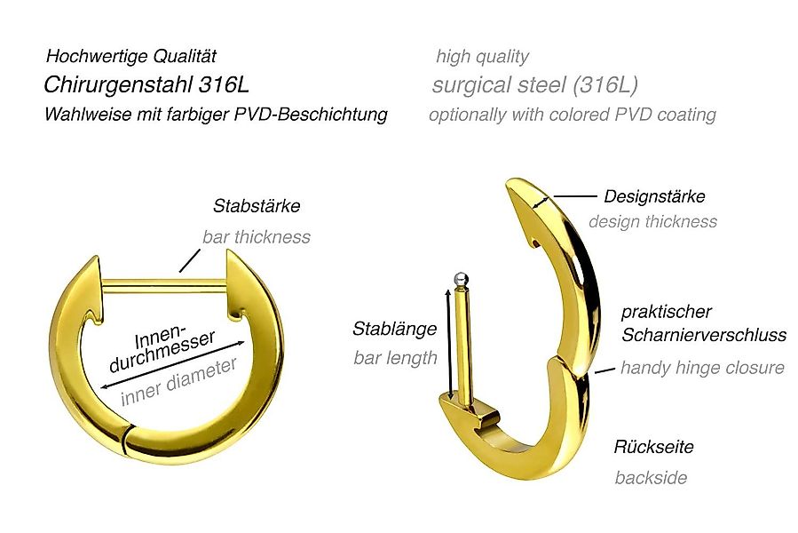 FILANGO Creolen-Set Chirurgenstahl Ohrclicker Creolen (Creolen günstig online kaufen