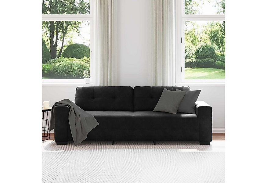 vidaXL Sofa Sofa 3 pcs Schwarz Leinenmischgewebe, 3 Teile günstig online kaufen
