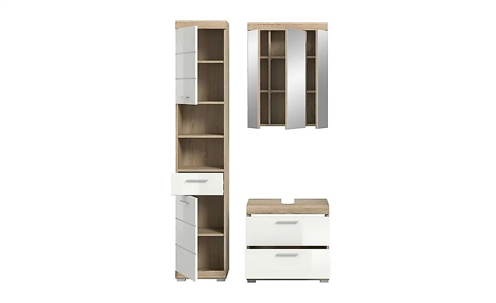 Badmöbel-Set SCHLOONSEE  3 teilig  bestehend aus: Hochschrank  Waschbeckenu günstig online kaufen