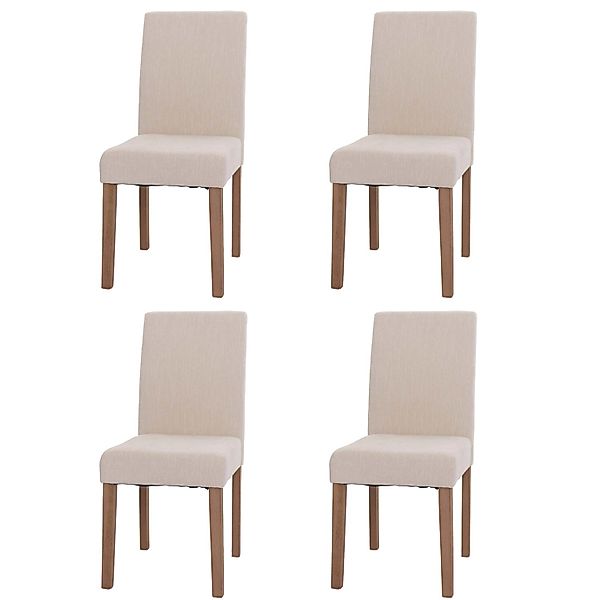 MCW Esszimmerstuhl Littau Chenille 4er-Set Creme Naturfarbene Beine günstig online kaufen