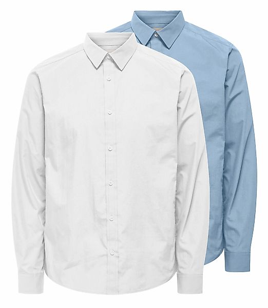 ONLY & SONS Langarmhemd "ONSFLORIA LIFE LS POPLIN SHIRT 2-PKT OTL" Packung, günstig online kaufen