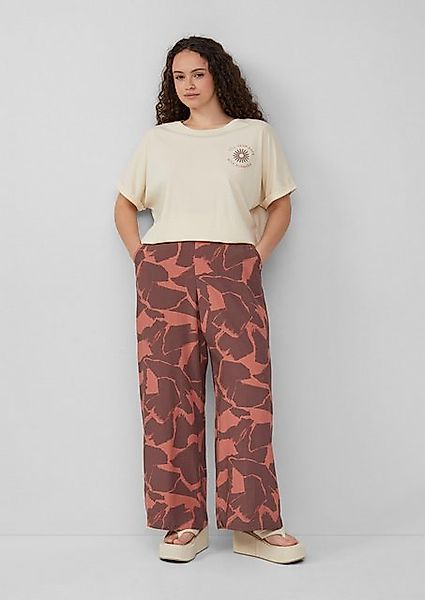 QS Kurzarmshirt Lockeres T- Shirt mit Ärmelaufschlag und Frontprint günstig online kaufen
