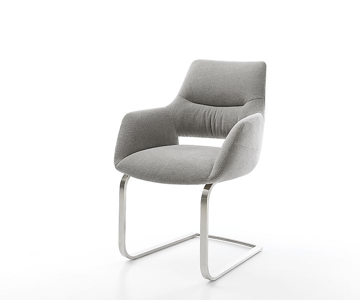 Freischwinger Yago-Flex mit Armlehnen Strukturstoff Soft Grau Freischwinger günstig online kaufen