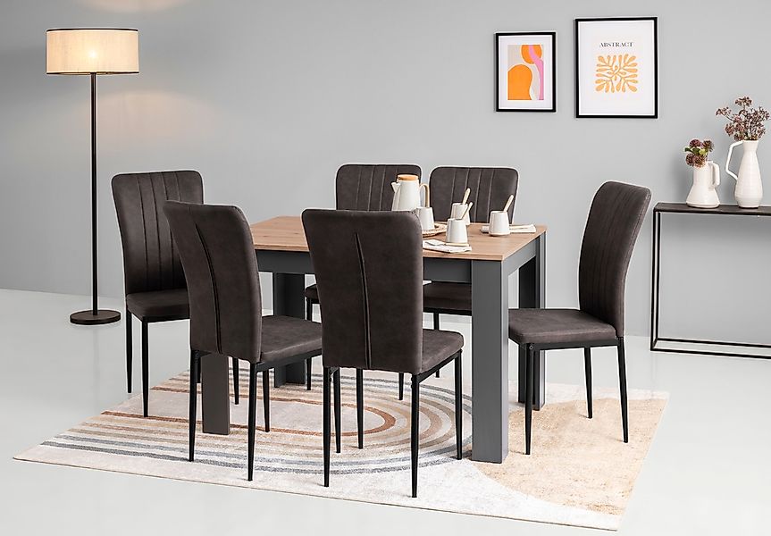Home affaire 4-Fußstuhl »Bergamo«, (Set), 6 St., Luxus-Microfaser Vintage, günstig online kaufen