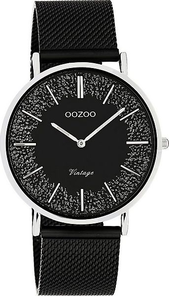 OOZOO Quarzuhr Vintage Damenuhr C20140 Glitzer-ZB Milanaiseband Schwarz 40 günstig online kaufen