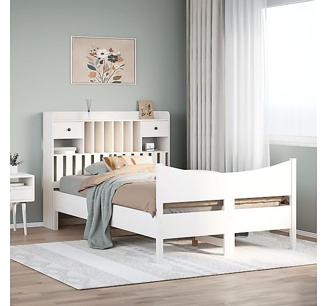 vidaXL Bett, Massivholzbett ohne Matratze Weiß 135x190 cm Kiefernholz günstig online kaufen