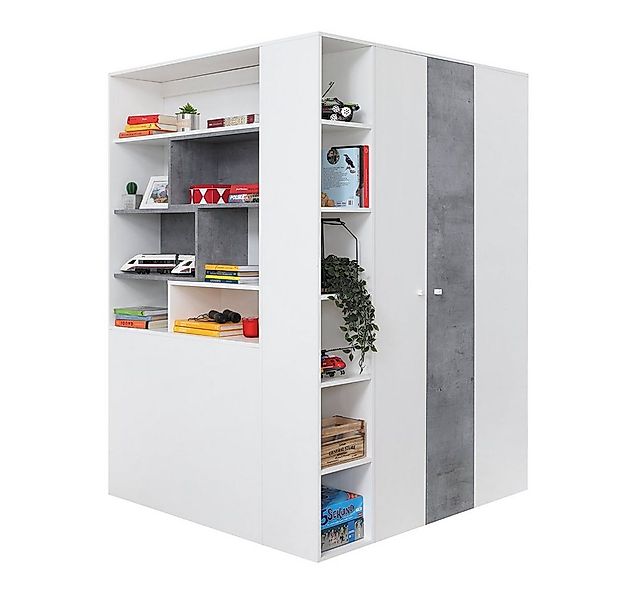 Lomadox Kleiderschrank SEATTLE-133 begehbar, 135x135cm, in Beton/weiß günstig online kaufen