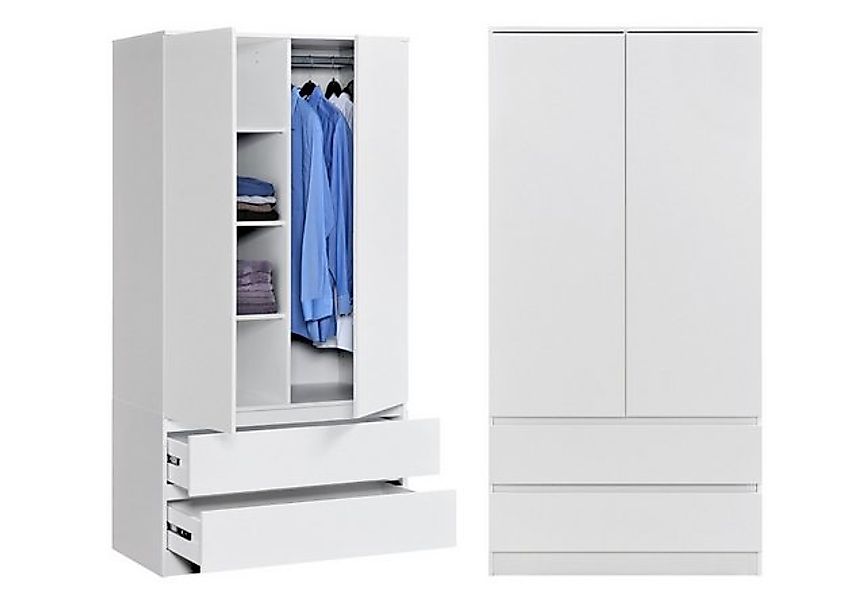 Home Collective Kleiderschrank mit 2 Türen, 3 Einlegeböden und 2 Schubkäste günstig online kaufen