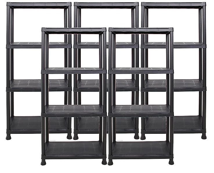 ONDIS24 Steckregal 5x Kunststoffregal, 60 x 30 x 131 (H) cm, 4 Böden, Schwe günstig online kaufen