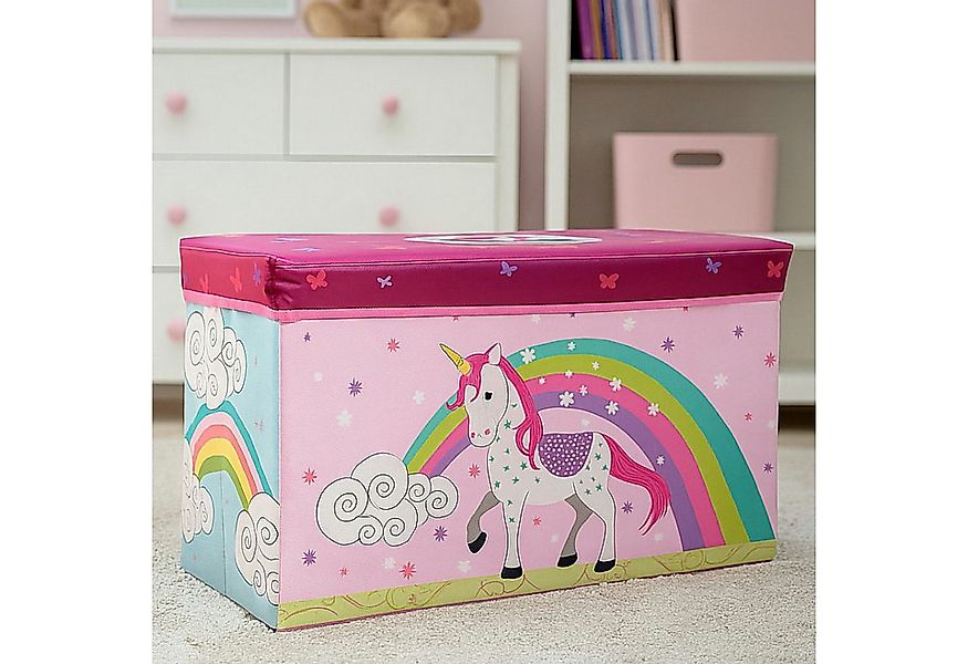Koopman Aufbewahrungsbox Spielzeugkiste Sitzkiste Kindermöbel Rosa Einhorn günstig online kaufen