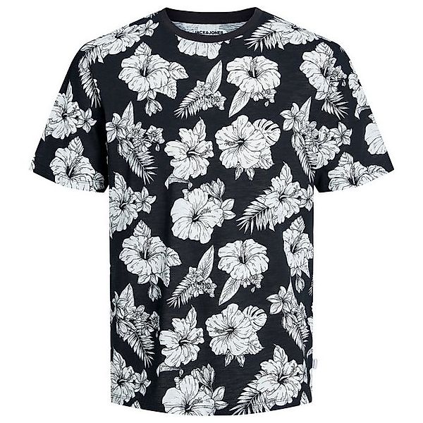 Jack & Jones Rundhalsshirt Große Größen T-Shirt schwarz-weiß floral JJGURU günstig online kaufen