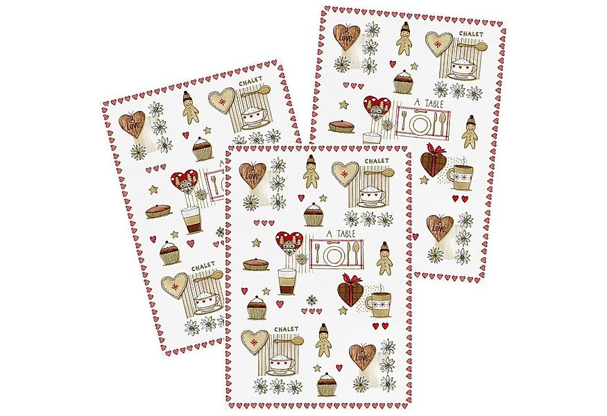 Kracht Geschirrtuch Chalet, (Set, 3-tlg., 3-teilig), 3er Pack Geschirrtüche günstig online kaufen