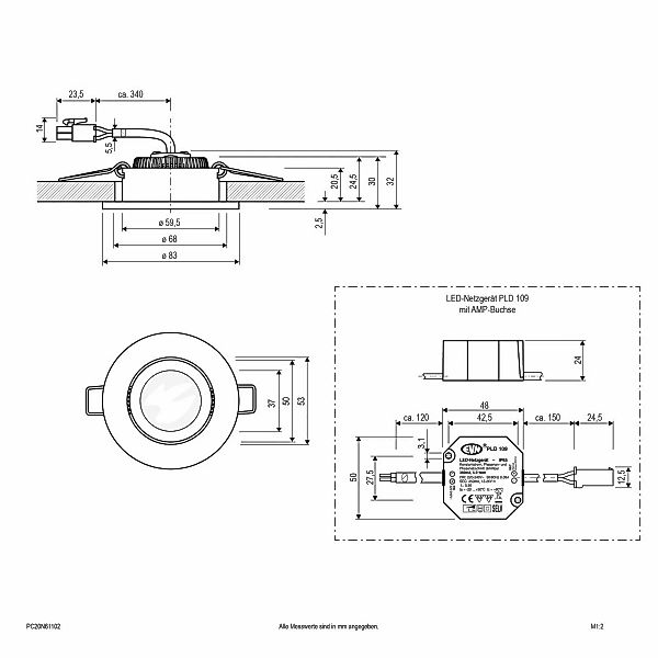EVN Lichttechnik P-LED Deckeneinbauleuchte 3000K 230V rund chr PC20N61102 - günstig online kaufen