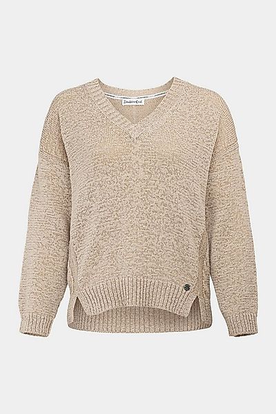 Zaubermond Strickpullover Strickpullover mit V-Ausschnitt KIESEL günstig online kaufen