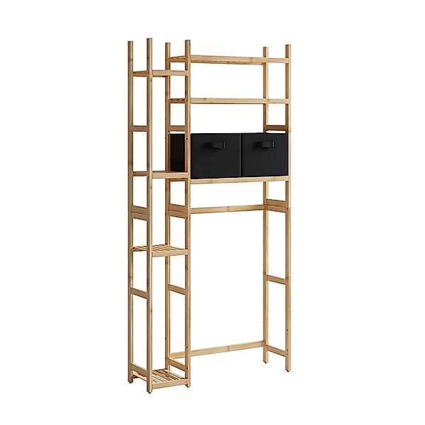 Vicco Toilettenschrank Bilbao Bambus 79 x 163 cm mit 2 Vliesschubladen günstig online kaufen