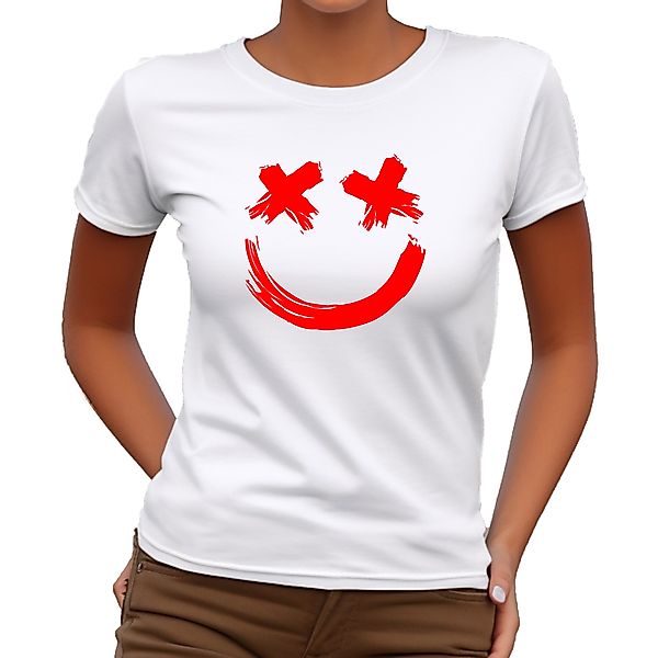 Banco T-Shirt Damen Unifarben Smiley Gesicht Größe XS bis 6XL günstig online kaufen