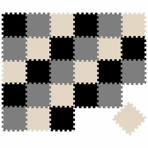 LittleTom Baby & Kinder Puzzlematte 30 x 30 cm 27 Teile Grau Beige Schwarz günstig online kaufen