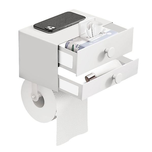 SEHAUSEU Toilettenpapierhalter Doppelte Schublade edelstahl selbstklebend günstig online kaufen