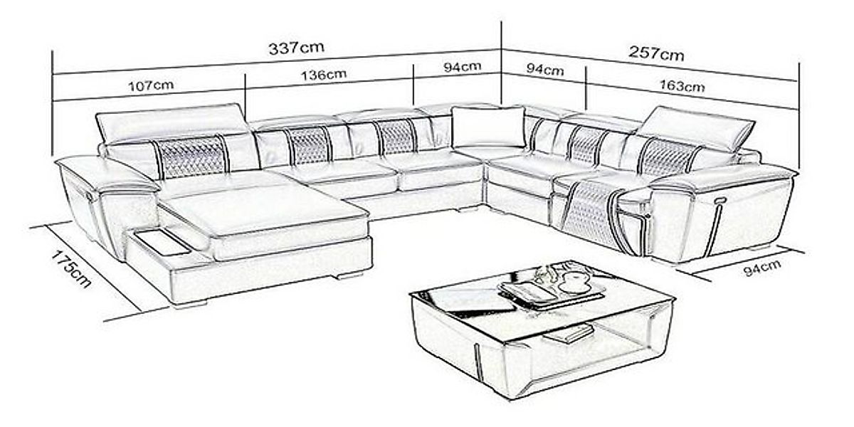 JVmoebel Ecksofa Ledersofa Design Couch Polster Sitz Wohnlandschaft Ecksofa günstig online kaufen