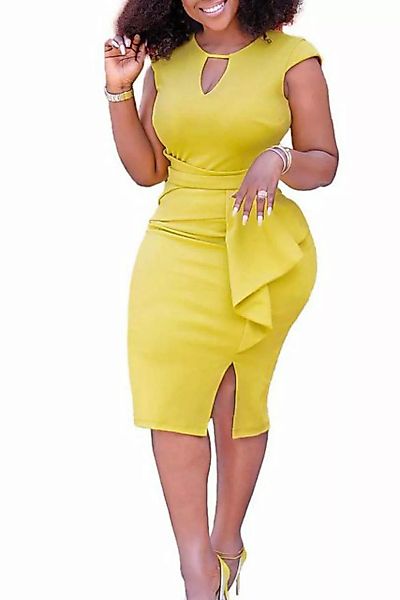 ZWY Dirndl Leicht geschlitztes einfarbiges Damenkleid Abendkleid Figurbeton günstig online kaufen
