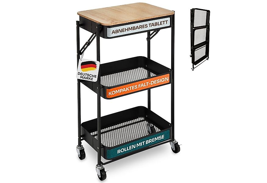 Gardissimo Beistellwagen Plate klappbar mit 4 Rollen aus Metall und Servier günstig online kaufen