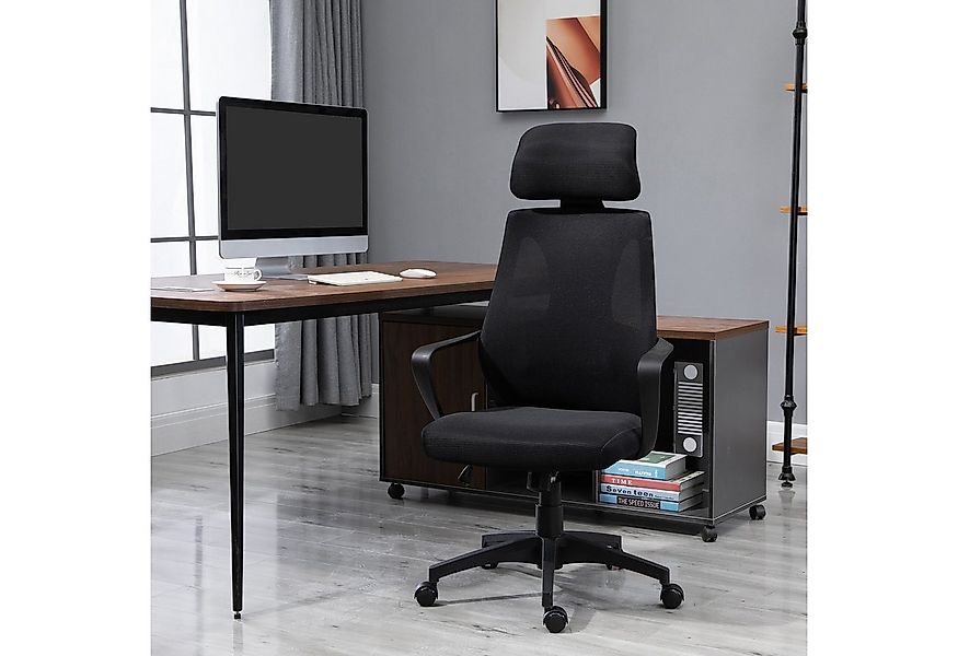 Vinsetto Bürostuhl mit Wippfunktion, Kopfstütze, Lendenstütze (höhenverstel günstig online kaufen