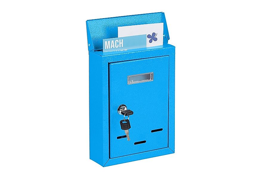 relaxdays Briefkasten mit Namensschild (1-St), blau günstig online kaufen