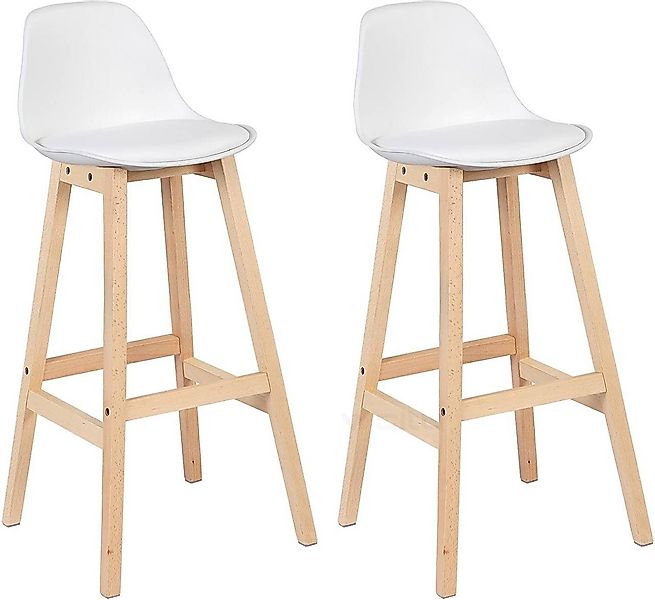 Woltu Barhocker (2 St), Design Stuhl Küchenstuhl optimal Komfort Weiß günstig online kaufen