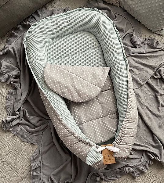 Loolay Bettnestchen Minze WAFFELPIQUE Baumwolle BABYNEST Neugeborene Babyau günstig online kaufen