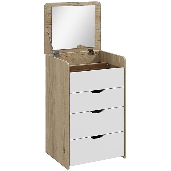 HOMCOM Schminktisch 3 in 1 mit klappbarem Spiegel, versenkbarem Hocker, Sch günstig online kaufen