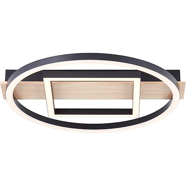 Brilliant LED-Deckenleuchte Maureen 2500,m Schwarz-Holz 37 cm x 37 cm FSC® günstig online kaufen
