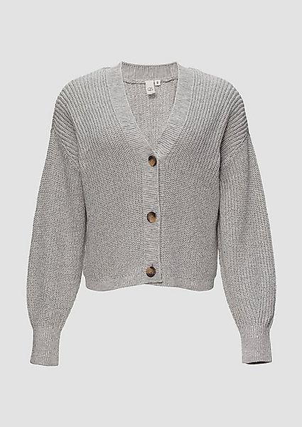 QS Funktionsjacke Strickjacke aus Baumwollmix Rippblende günstig online kaufen