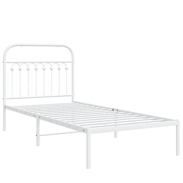 vidaXL Bettgestell mit Kopfteil Metall Weiß 90x190 cm 376641 günstig online kaufen
