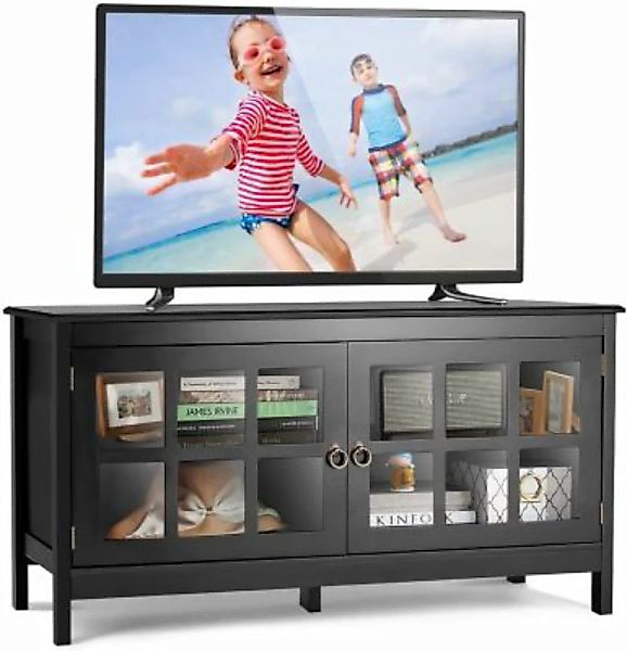 COSTWAY® Fernsehschrank mit 4 Staufächern schwarz günstig online kaufen