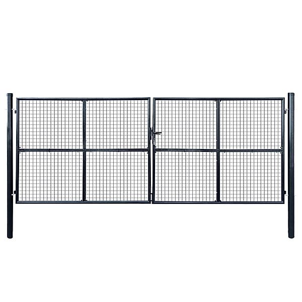 vidaXL Gitter-Gartentor Verzinkter Stahl 415 x 150 cm Grau 143377 günstig online kaufen