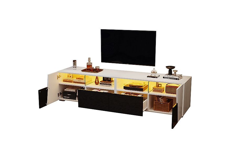 Merax Lowboard Hochglanz TV-Schrank mit LED-Beleuchtung (1 St), Fernsehschr günstig online kaufen