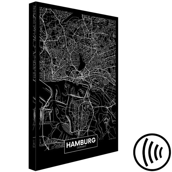 Wandbild Dark Map of Hamburg (1 Part) Vertical XXL günstig online kaufen