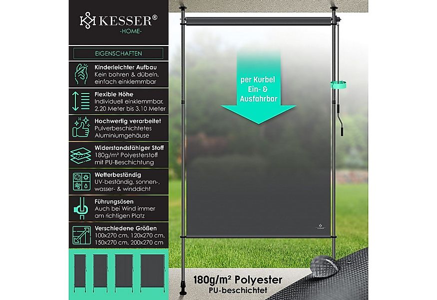 KESSER Senkrechtmarkise Klemmmarkise Ausziehbar Blickdicht Vertikal Markise günstig online kaufen